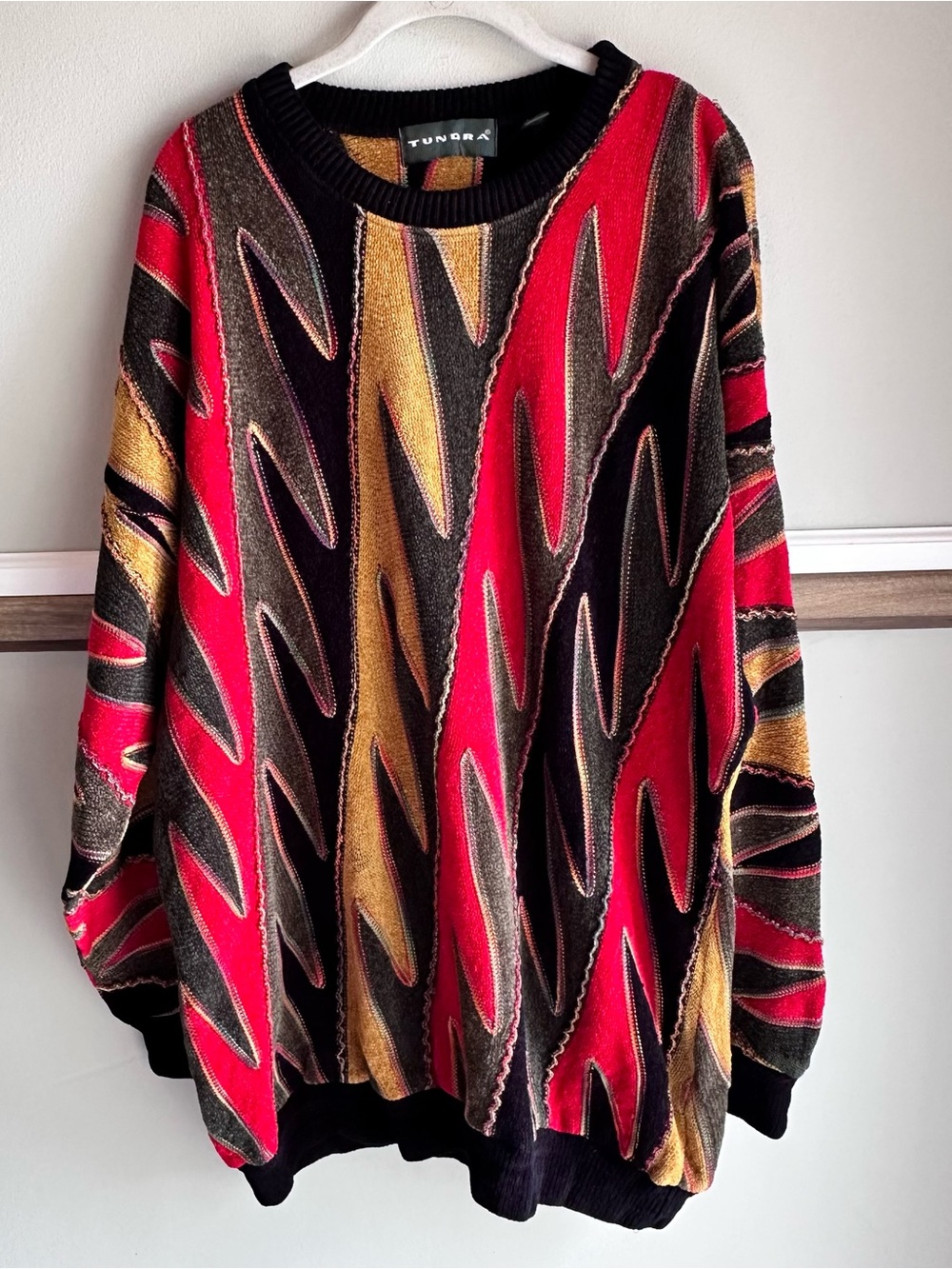 Vintage Tundra Canada Coogi Cosby Style 3D Knit Sweater Colorful